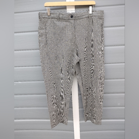 Roucha Linen Blend Houndstooth Trouser Crop Pants Size BB 6-8 Drawstring Womens - Picture 1 of 14